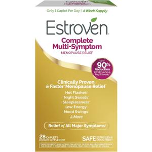 Estroven Complete Multi-Symptom Menopause Supplement for Women, 28 Ct., Clinically Proven Ingredient Provide Menopause Relief & Night Sweats & Hot Flash Relief, Drug-Free & Non-GMO, Best By 06/26