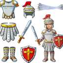 Cuffbow 12 Set the Full Armor of God Kids Knight Armor Costume Set Medieval Role Play with Helmet Shield Sword Belt Chest Piece Accessories for Kids Pretend Role Adventurer Medieval-themed Events