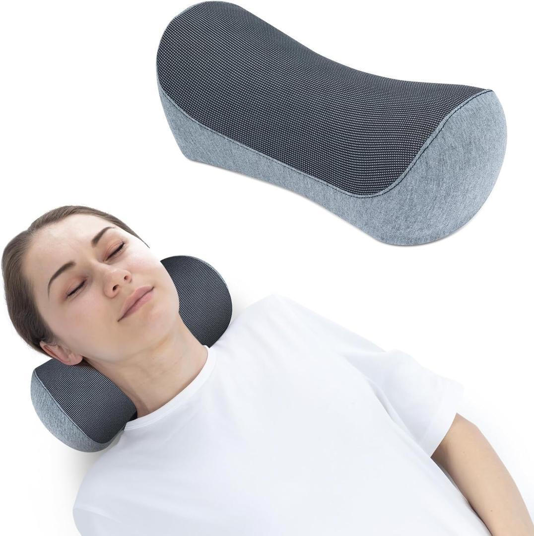 urnexttour Neck Cervical Pillow Cervical Traction Device Lumbar Support Memory Foam Roll Pillow Muscle Relief Shoulder Pain Relaxer Dark Grey