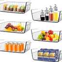 6 Pcs Undershelf Storage Basket Under Shelf Wire Basket Household Metal Under Shelf Hanging Storage Bin Basket Slides Under Shelves for Kitchen Pantry Bookshelf - 14.2" D x 9.1" W x 5.5" H, Black
