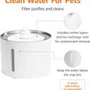 Amazon Basics Large Capacity Pet Water Fountain with Stainless Steel Top, Ultra Quiet, Easy to Clean, BPA Free, 3L, White, 3 Filters Included