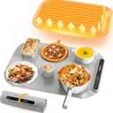 Coanto Food Warming Mat, Electric Warming Tray for Buffets & Parties, Silicone Heating Mat with 7 Temperature Settings, Roll-Up Storage, 17.91"x12.8", Light Grey