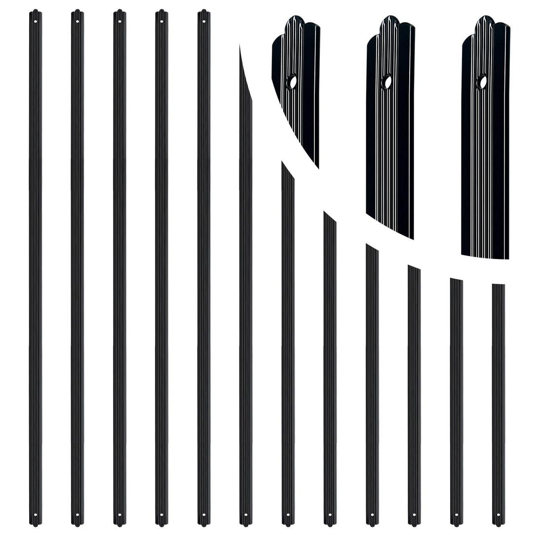 25 Pack Metal Deck Balusters 32.25'' Deck Spindles for Wood Composite Staircase with Screws Black Aluminum Black Balusters Flat (32.25 inch (Thickness: 0.1''))
