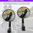 RACOONA Bar End Mirrors, Anti Glare Side View Mirrors for Handlebar, Fits Most Motorcycle with 7/8'' Handlebar (Blue Lense, Round)