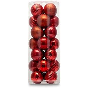 28ct Shatterproof Christmas Ball Ornaments in 4 Classic Finishes for Christmas Tree Decoration (Red, 2.36 Regular Size)