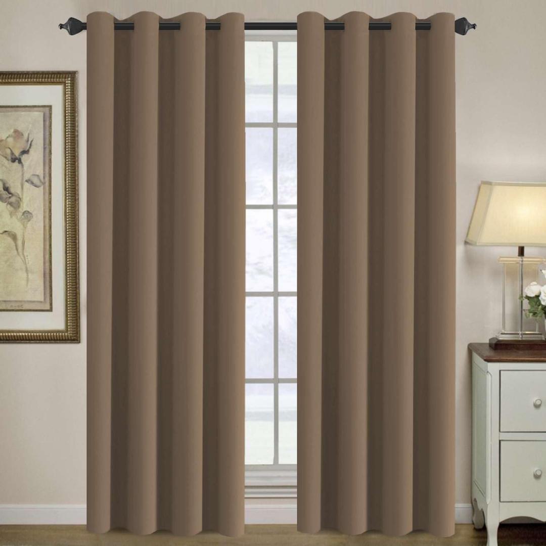 H.VERSAILTEX Blackout Curtain for Living Room Thermal Insulated Window Treatment Curtain Extra Long 96 inch Length Energy Saving Solid Grommet Top Blackout Drape, One Panel, Macchiato, 52" W x 96" L