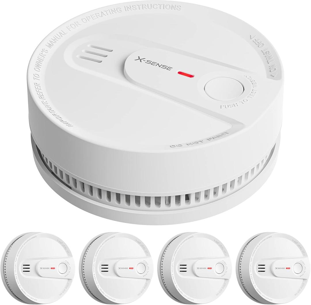 X-Sense Smoke Alarm, 10-Year Lithium Battery Life Fire Alarm with LED Indicator, Compliant with UL 217 Standard, SD2L0AX, Pack of 5