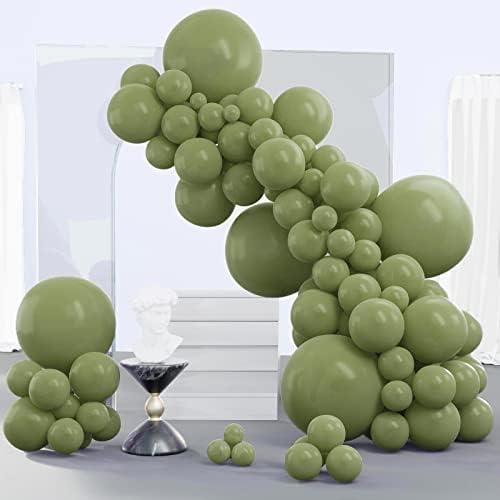 PartyWoo Sage Green Balloons 140pcs Different Sizes of 18 12 10 5 Inch Olive Boho Green Latex Balloon Arch Kit for Wedding Birthday Dinosaur Jungle Golf Football Theme Party Decorations Green-F11
