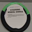 Road Comforts Steering Wheel Cover Breathable Leather Steering Wheel Cover, Anti-Slip Grip, Universal Fit 14.5 to 15, Heat & Cold Resistant for Cars, SUVs, and Trucks Black & Shining Green