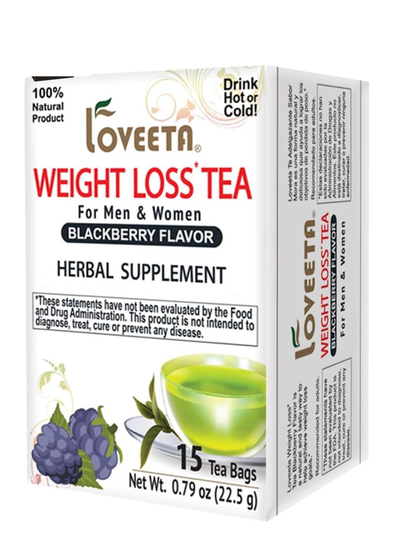 24 Pack Of Loveeta Wellness Weight Loss Tea Blackberry - 15 Tea Bags (Gmo Free, Gluten Free, Dairy Free, Sugar Free And 100% Natural)