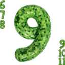 5 x Video Game Number 9 Balloon Different shades of Green Number Balloons for Game Birthday Decorations, Pixel Game Party Supplies 9 Number Balloon