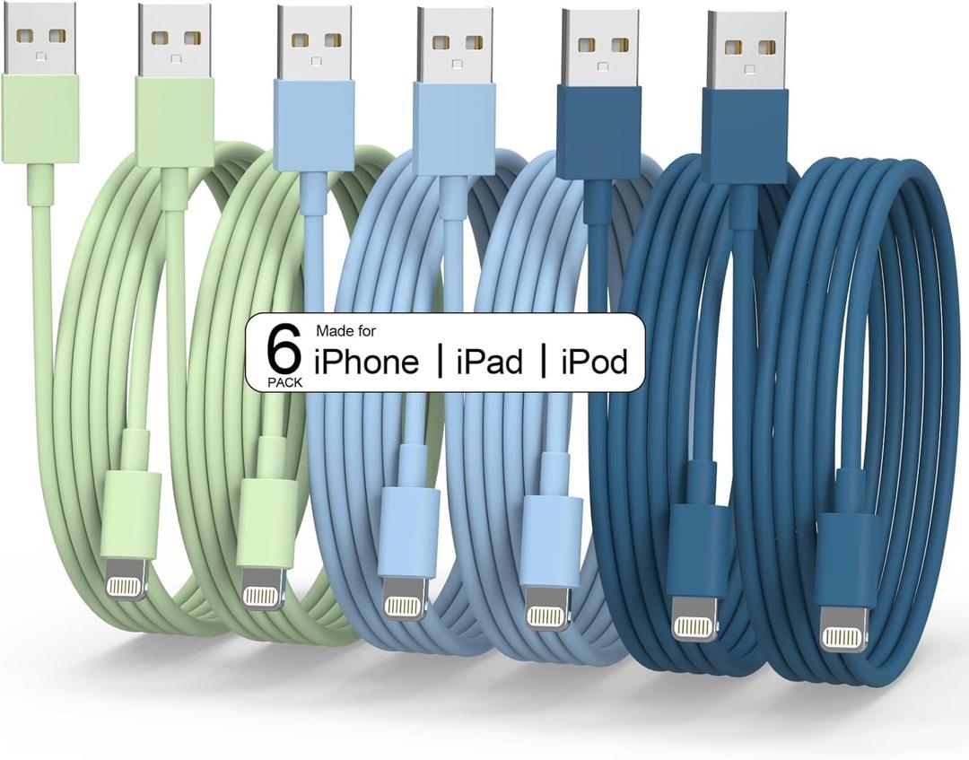 3 x Apple MFi Certified 6Pack iPhone Charger - 3/3/6/6/6/10 FT Lightning Cable USB High Speed Nylon Braided Fast Charging Cord Compatible for iPhone 14/13/12/11 Pro Max/XS MAX/XR/XS/X/8/7/6 Plus 3 x Apple MFi Certified 6Pack iPhone Charger - 3/3/6/6/6/10 FT Lightning Cable USB High Speed Nylon Braided Fast Charging Cord Compatible for iPhone 14/13/12/11 Pro Max/XS MAX/XR/XS/X/8/7/6 Plus