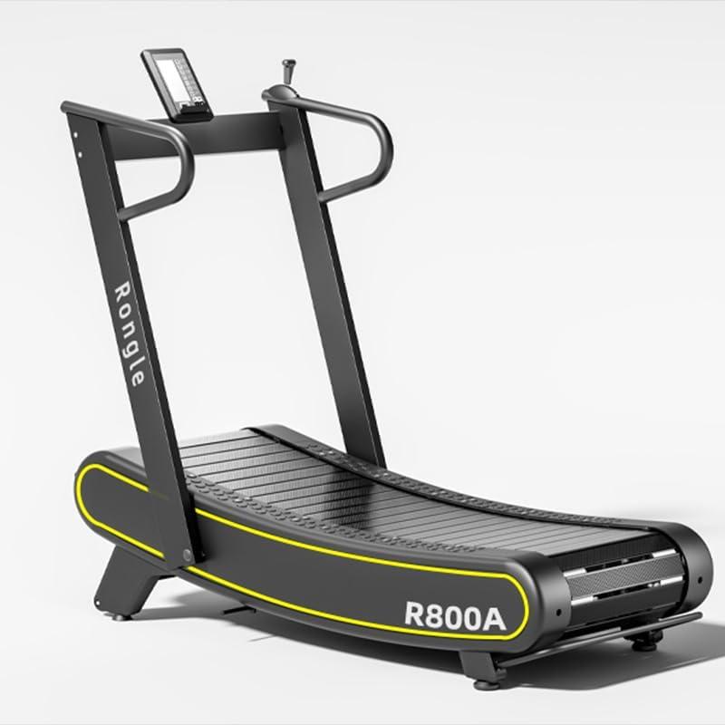 Exercise TreadmillsManual Curved Treadmill Foldable Non-Electric Walking/Running Machine with LCD for Home & Office Black, 59.06"D x 27.56"W x 53.15"H, Maximum Speed 25 Kilometers per Hour