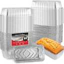 Stock Your Home Disposable Aluminum Loaf Pans with Lids, 2 Lb (50 Pack) Foil Baking Tins with Plastic Lid, Tin Pan with Cover for Cake, Banana Bread, Meatloaf, Mini Lasagna, Drip Trays