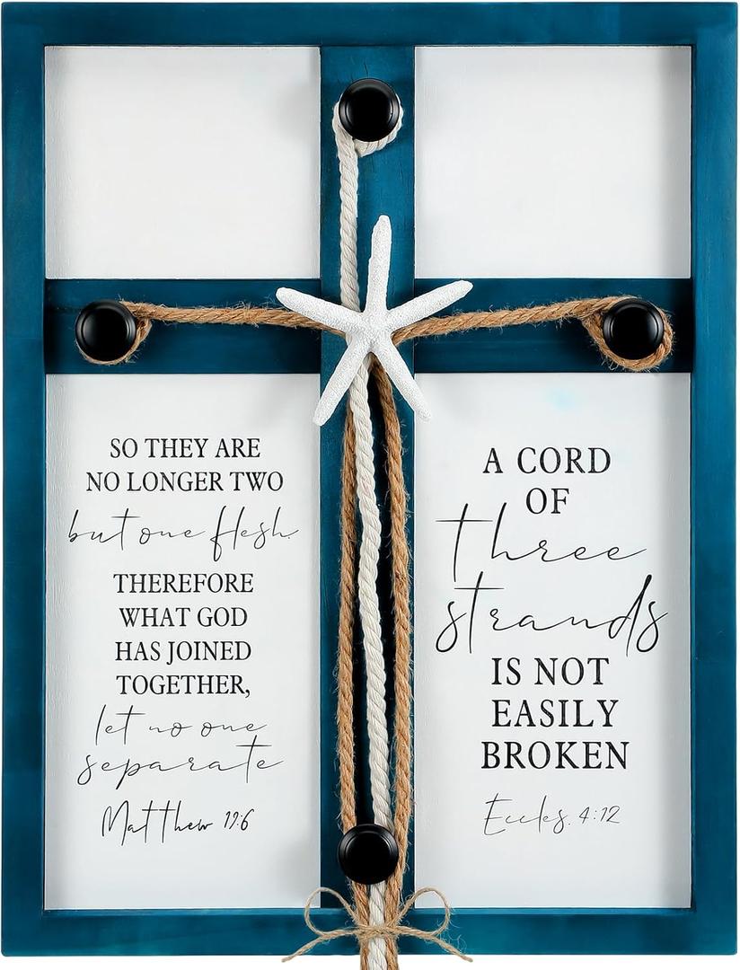 FairySandy Three Strands Cord Beach Wedding Unity Sign 18 x 14 Inch a Cord of Three Strands Ceremony Handmade Solid Wood Decor for Coastal Wedding Couples and Rustic Ceremony Enthusiasts Christians