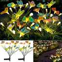 Solar Garden Lights, 2 Packs 16 LEDs Solar Swaying Lights with Highly Flexible Wire, Like Lively Dragonfly Butterfly Firefly Flying in Garden, Waterproof Outdoor Light for Yard Pathway Decor