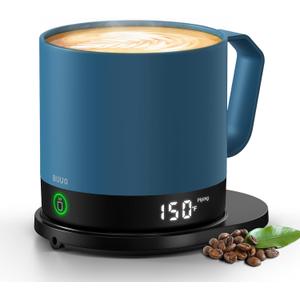 Self Heating Coffee Mug, 14 Oz Temperature Control Smart Mug, Double Sided & Real-Time LED Display, Fast Heating, Mug Warmer with 120 Min Battery Life, Birthday Gifts for Women and Men(Blue) (Slate Blue)