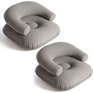 Inflatable Lounge Chair Deck Chair Lazy Sofa, Blow Up, Folding, Portable Couch for Home, Office Balcony, Floor Seating(Dark Grey,2 Pcs)