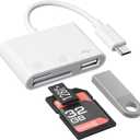 SUNTRSI USB C to USB Camera Adapter, SD Card Reader for iPhone 15/16 Series with Dual Card Slots & USB Port, Plug and Play