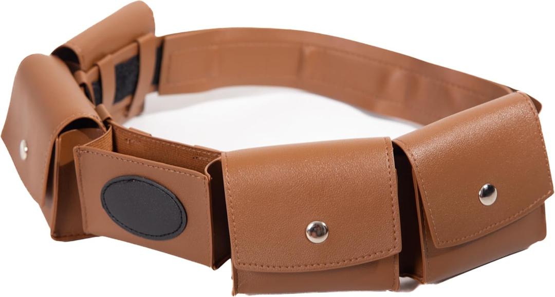 Brown Utility Belt Costume Bag Adjustable Women Mens Adult Accessories Pockets for Halloween Cosplay (Brown)
