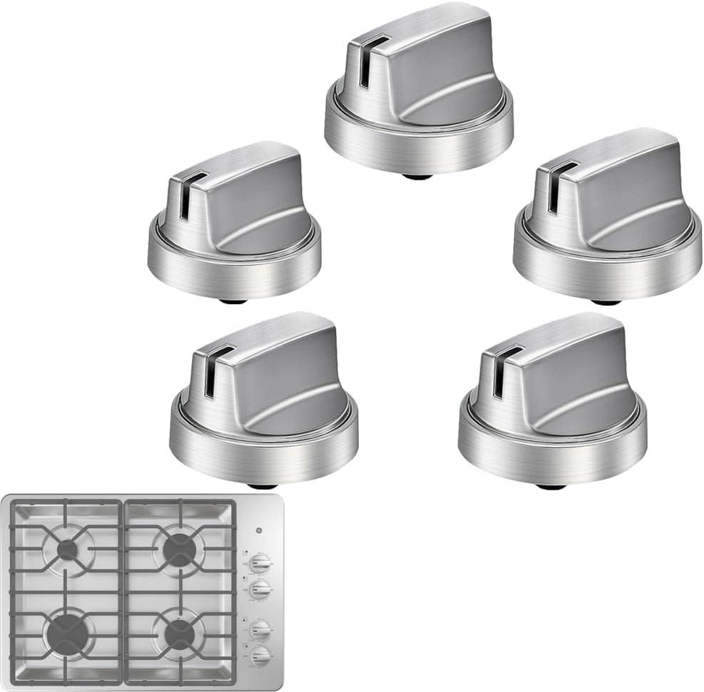Upgraded WB03X29300 Gas Stove Knobs Replacements for GE Range, Surface Burner Control Knob for GE Profile Cooktop JGP3030SL1SS JGP5530SL1SS, etc. Durable & Easy Installation, 5 Pack (Not Universal)
