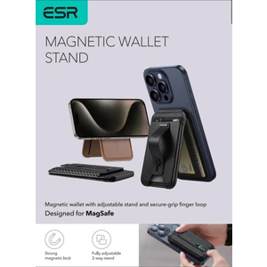 ESR Magnetic Wallet, Compatible with MagSafe Wallet with Adjustable Stand, for iPhone 17/16/15/14/13/12 Series, Not for iPhone 13/12 mini, 3 Card Holder, Vegan Leather, Matte Black