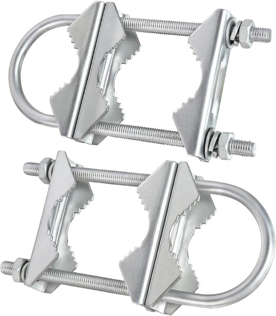 Double Antenna Mast Clamp V Jaw Block with U Bolts, Heavy Duty Mast to Mast Mount Bracket Kit for Outdoor Antenna 2 Sets