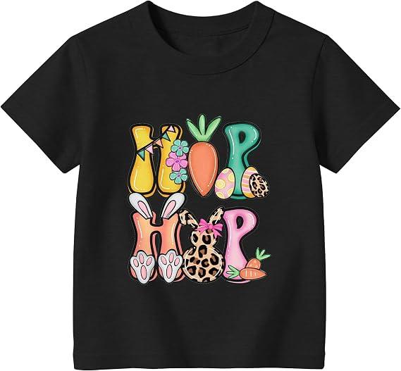 Happy Easter Shirt Kids-Easter for Toddler Boys Girls Tee Tops Hip Hop Easter Shirt Toddler C-Black (Size 110)