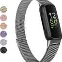 Vanjua for Fitbit Inspire 3 Bands Women Men, Stainless Steel Metal Mesh Loop Adjustable Magnetic Wristband Replacement Straps Compatible with Fitbit Inspire 3 Fitness Tracker (Space Gray)