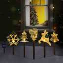 BRIGHTDECK Solar Christmas Pathway Lights Outdoor Decorations, Landscape Lights Waterproof Led Garden Stake Lights for Walkway Yard Lawn Porch Holiday Decor 5-Pack