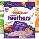 1 Year Baby Snacks Organic Baby Teethers Happy Baby Organic Teething Wafers 3-Flavor BBD: 01-29-27, BBD: 10-03-26, and BBD: 01-03-27
