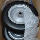 2 PCS 11x4.00-5" Lawn Mower Tires Flat Free,3/4" 5/8" 1/2" Bushing,3.4"-4"-4.5"-5" Centered Hub,Universal Fit Smooth Tread Tire for Zero Turn Lawn Mowers, with Universal Adapter Kit (Gray Rim)