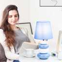 Lampwell Ange Light Blue Small Table Lamp for Living Room as Bedside Table Lamp for Bedroom,Modern Ceramic Kids Night Table Lamp,6.5H12.44IN,Bulb Excluded