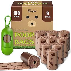 8 Rolls Dog Poop Bags with Dispenser, Leak-Proof Large Doggie Bag for Poop, Extra Thick Doggy Waste Bags, Unscented, Pet Trash Bags Holder Outdoor Puppy Walking and Traveling Rolls, Brown