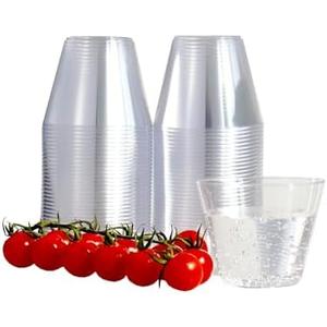 TT 200 Pack 9oz Disposable Plastic Cups - Clear Drinking Glasses, Party Cups for Wedding, Picnic, Travel, Camping & Events