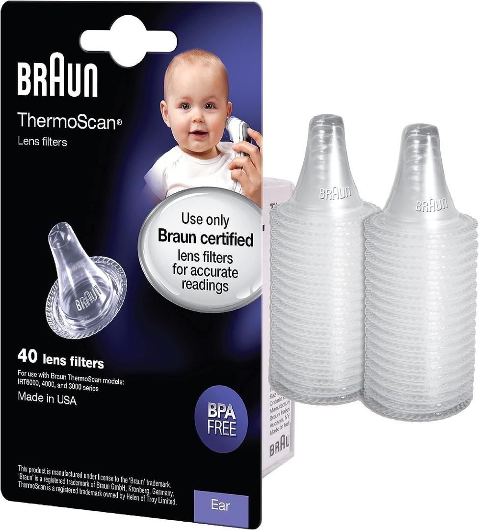 Braun ThermoScan Lens Filters for Ear Thermometer, Disposable Covers, Clear, 40 Count