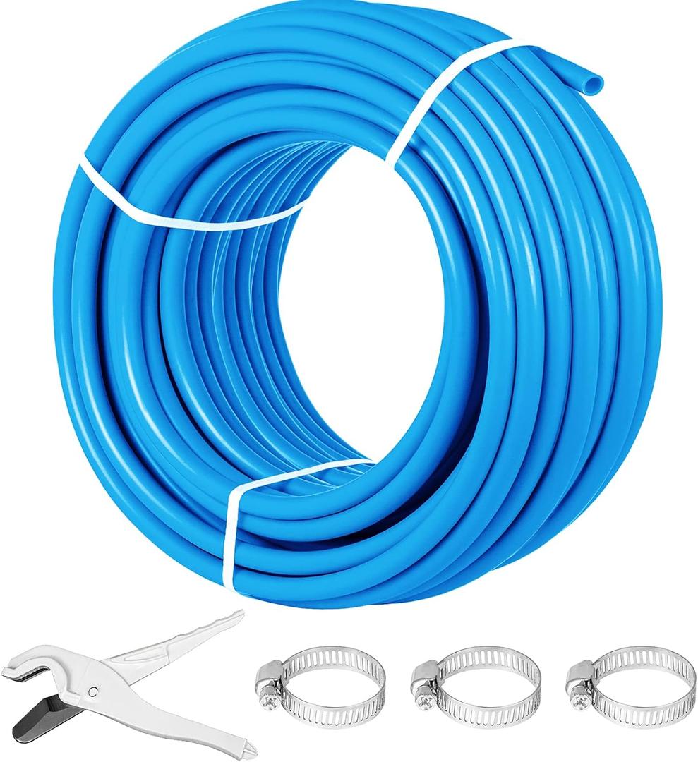 VEVOR PEX-B Pipe 1 Inch X 3 Feet,Non-Oxygen Barrier Flexible Pipe Tubing,Blue for Hydronic Radiant EVOH Floor Heating, Water Plumbing Applications with Cutter& Clamps