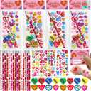 28 Pack Valentines Day Classroom Exchange Gift for Kids with Stationery Set Assorted Valentines Day Cards for Kids School Valentines Party Favors for Class with Goodie Bag, Pencils, Stickers, Erasers