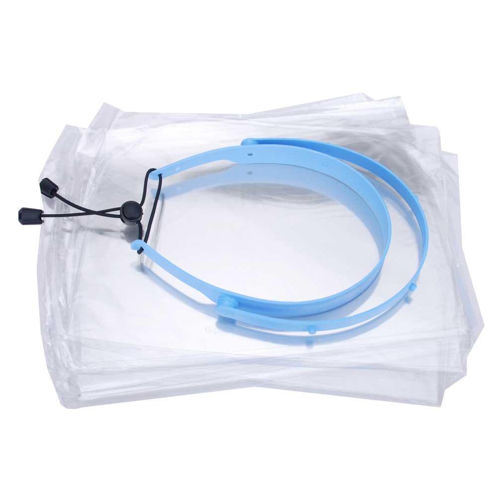 Adjustable Full Face Shield with Detachable Visor, 2 frames + 20 Protective films