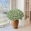 50 PCS Green Roses Artificial Flowers, Fake Roses with Stem Realistic Silk Roses for DIY Wedding Bouquets Tables Centerpieces Arrangements Baby Shower Birthday Home Decor Valentine's Day Gift for Her