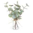Artificial Eucalyptus Stems in Glass Vase with Faux Water,3Pcs Fake Plant with Double-Sided Green Leaves for Centerpiece(Double-Sided Green Eucalyptus)