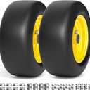 RONPOW 11x4.00-5 Lawn Mower Tires Flat Free and Wheel, 11x4-5 Solid Front Tires for Zero Turn Mower, 350Lbs Load, 3/4", 5/8" and 1/2" Bearings, 3.4"-5.8" Hub for Residential Commercial, 2Pack Yellow