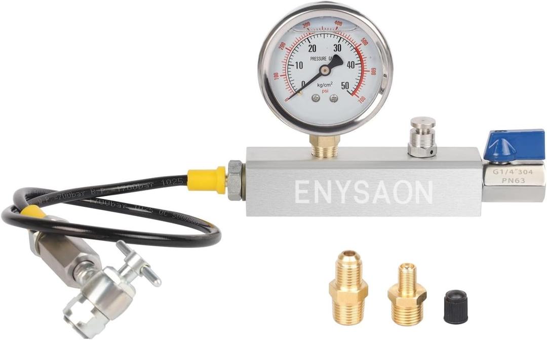 Nitrogen Shock Fill Kit with 700Psi Nitrogen Gauge and G1/4 & Schrader Valve Nitrogen Regulator Shock Fill No Loss Chuck Tool for ATV, ATC, UTV, Off-Road Bike, Dirt Bike