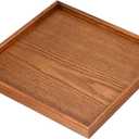 PATIKIL Wood Serving Tray 12 Inch, Square Decorative Platter for Home Decor Kitchen Table Candle Holder, Brown (12" x 12" x 0.9")