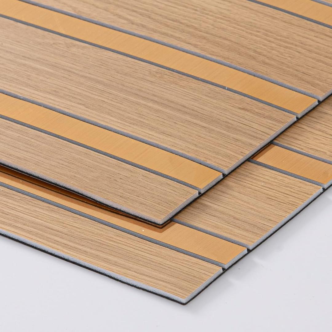 Haimin 3D Wall Panels Wood Grain Slat, 10Pcs 23.6"x11.6" Peel and Stick Self-Adhesive Textured Paneling, Easy DIY Light Luxury Decor for Bedroom Living Room Home (Light Oak with Gold)