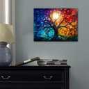 Colorful Tree of Life Wall Art Abstract Tree Pictures Wall Decor Tree Art Wall Decor for Living Room Office Blue Orange Nature Canvas Wall Decor Tree of Life Prints for Bedroom Home Decoration 12x16"