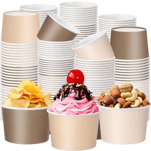 Paper Ice Cream Cups 9oz Colored Disposable Dessert Bowls for Hot or Cold Party Food Cups for Birthday Baby Shower Easter Party Supplies(Gradient Brown,60 Pcs)