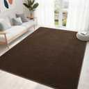 6x9 Feet Brown Area Rugs for Bedroom, Indoor Washable Memory Foam Rug for Living Room, Modern Aesthetic Minimalist Non-Slip Carpets for Kids Boys Girls Adults Dorm Home Decor
