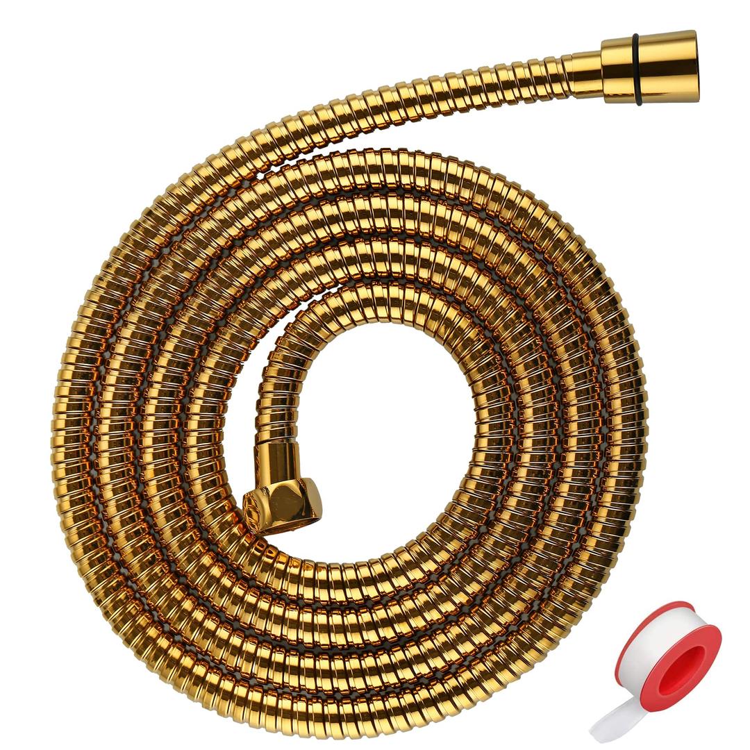 Extra Long Shower Hose - Stainless Steel Attachment for Handheld Head, All Metal Kink-Free Extension With Brass Insert and Nut (79", Gold)