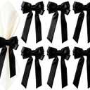 Satin Bow Napkin Rings for Holiday Table Decor, Christmas, Wedding, Party Dining (Black, 2 pcs)